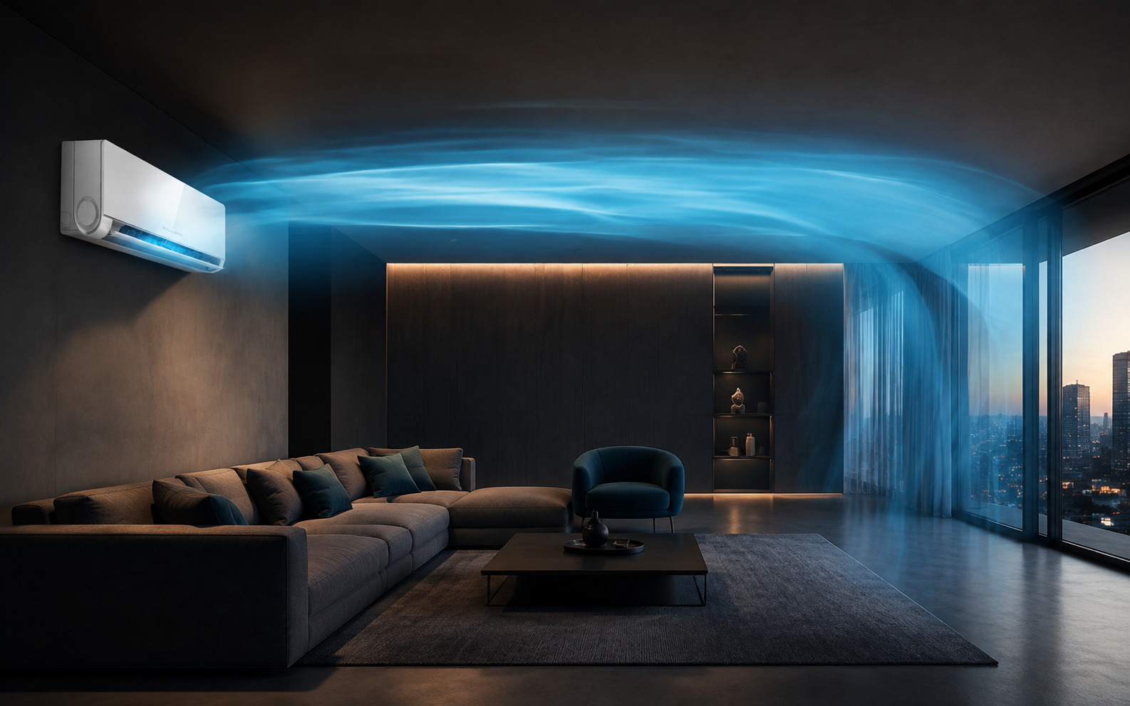Cooling airflow distributed across a room