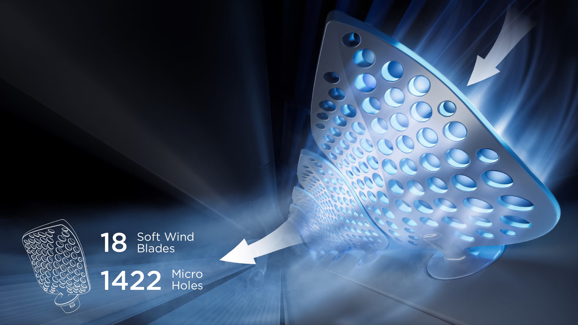 Close-up of the ZTP1I2 micropore airflow louvre with feature labels